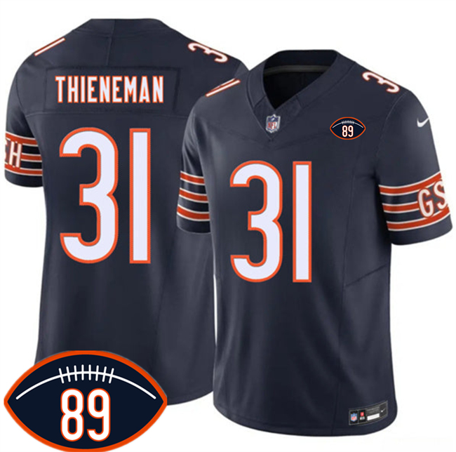 Men's Navy Chicago Bears #31 Dillon Thieneman 2026 With Mike Ditka 89 Patch F.U.S.E. Vapor Untouchable Limited Stitched Football Jersey